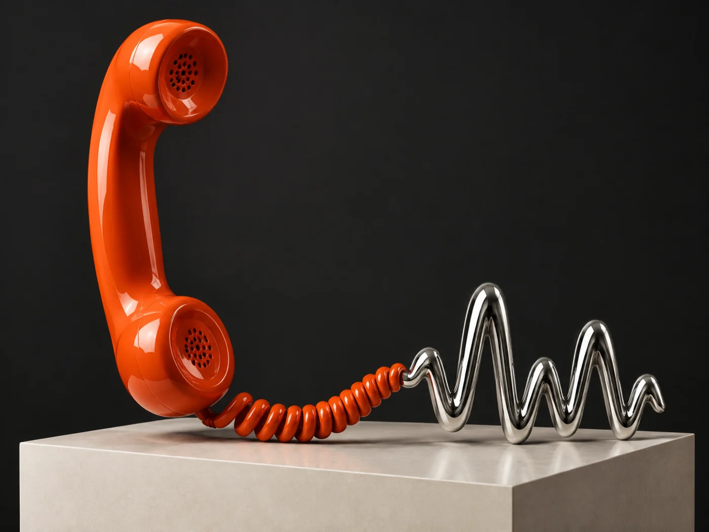Ricevitore arancio e onda cromata: concept assistente telefonico